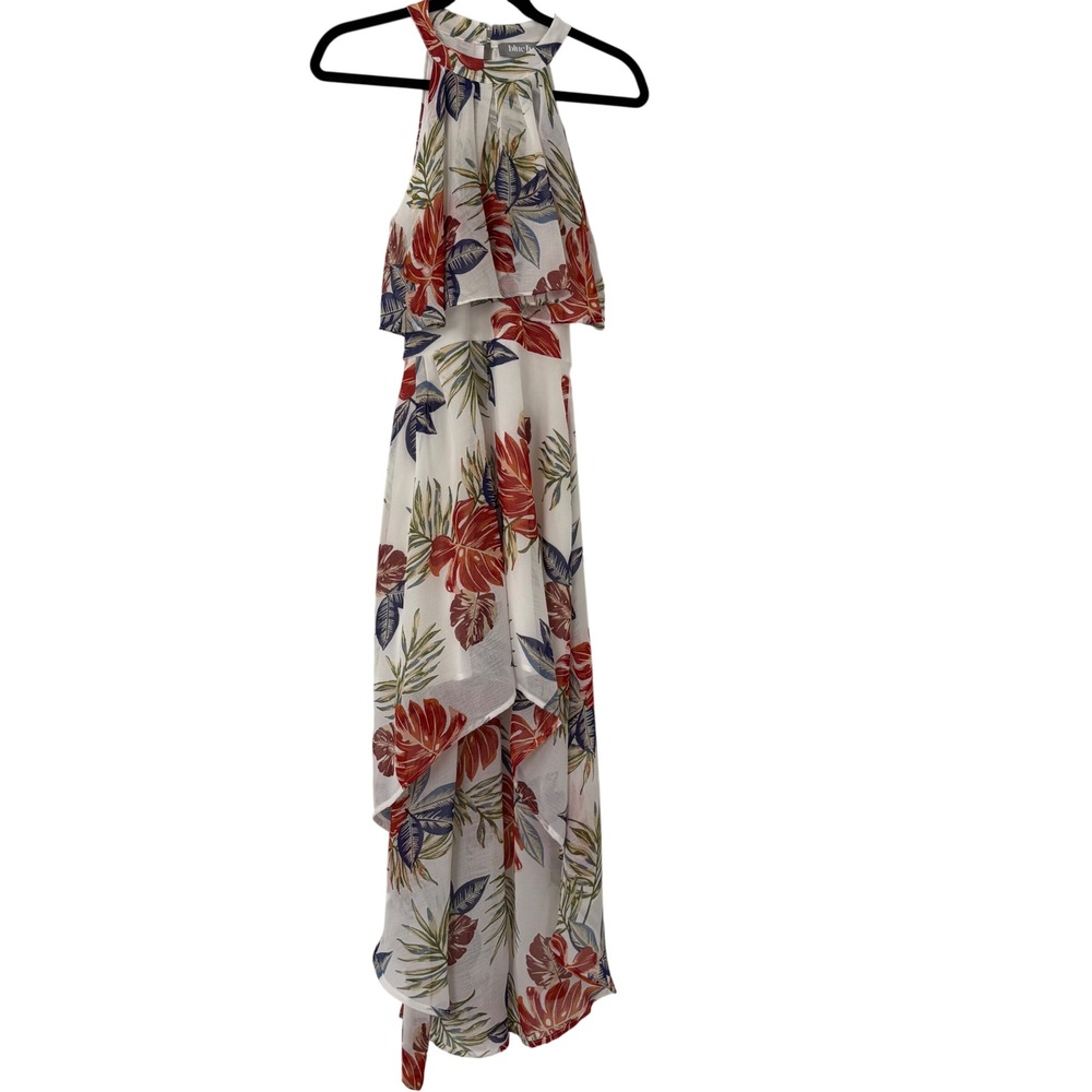 Blue B Collection Tropical Floral High Low Halter Dress‎ Cream Small Summer